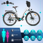 VIVI 26" Electric Bike, 350W City E-Bike, Adults Ebike with Removable 36V/8Ah Lithium-ion Battery, Max Speed 20MPH, Professional 7 Speed Commuter Bike
