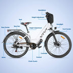 VIVI 26" Electric Bike, 350W City E-Bike, Adults Ebike with Removable 36V/8Ah Lithium-ion Battery, Max Speed 20MPH, Professional 7 Speed Commuter Bike