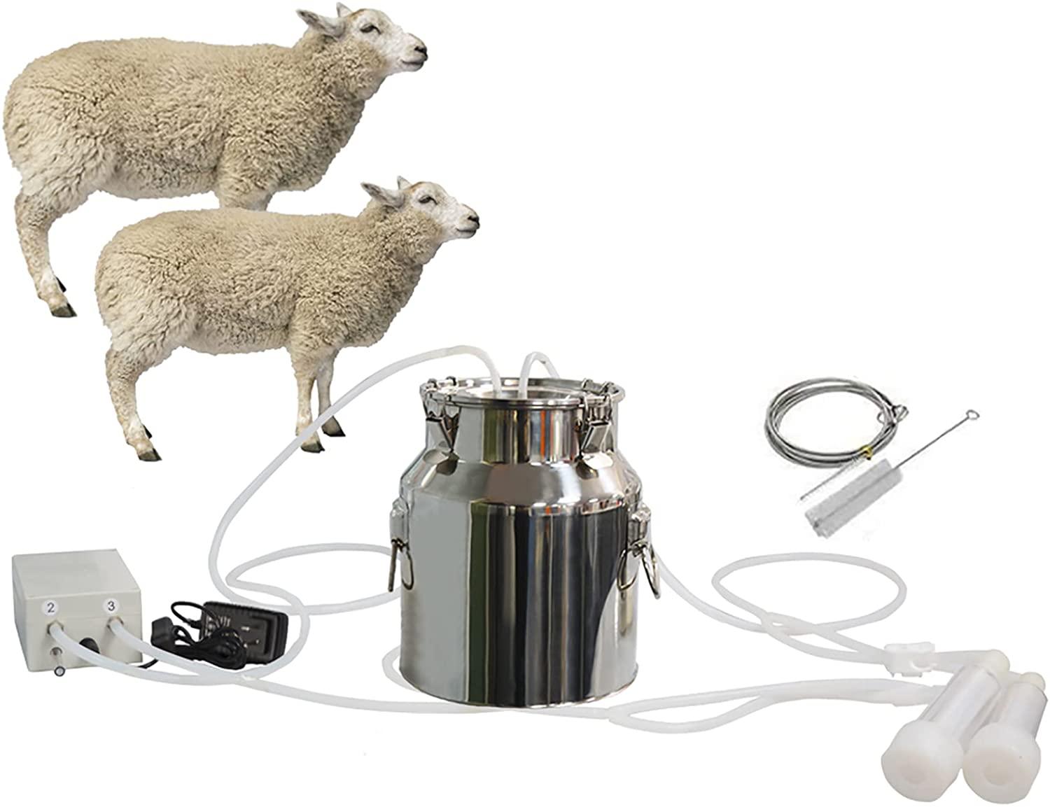 tehongmai 14l electric milking machine for goats, automatic portable pulse breast pump, single bucket piston vacuum pulsation mini household milking machine, goat milking supplies