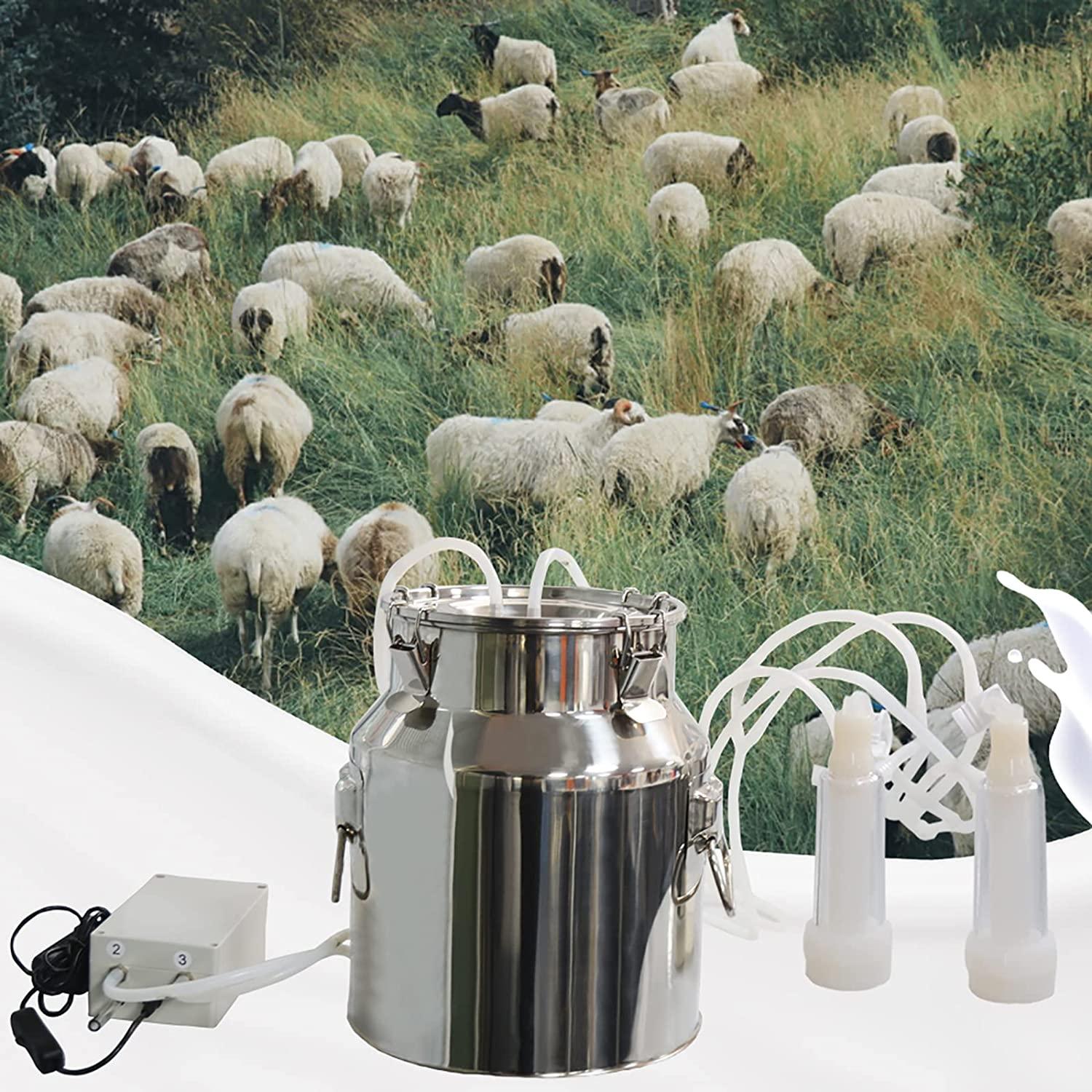 tehongmai 14l electric milking machine for goats, automatic portable pulse breast pump, single bucket piston vacuum pulsation mini household milking machine, goat milking supplies