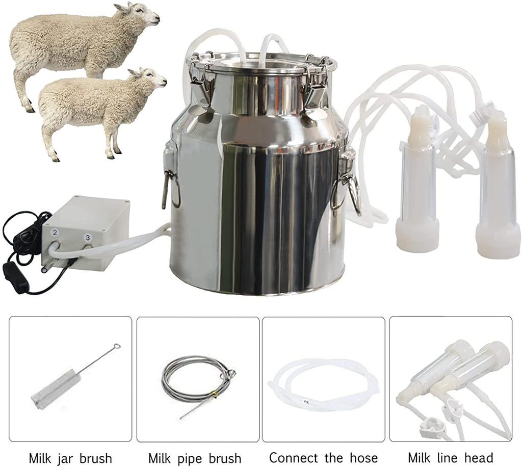 tehongmai 14l electric milking machine for goats, automatic portable pulse breast pump, single bucket piston vacuum pulsation mini household milking machine, goat milking supplies