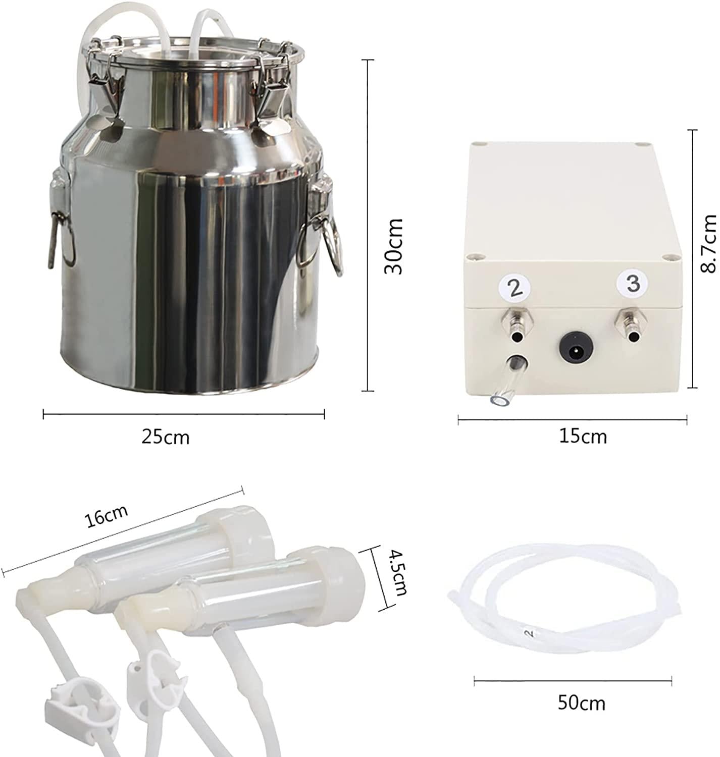 tehongmai 14l electric milking machine for goats, automatic portable pulse breast pump, single bucket piston vacuum pulsation mini household milking machine, goat milking supplies