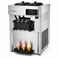 Commercial Ice Cream Machine, 20-28L/H Yield, 2200W 3-Flavor Countertop Soft Serve Ice Cream Maker  Steel, 2 x 6L Hoppers with LED Panel Auto Clean for Restaurants Cafes Snack Bars