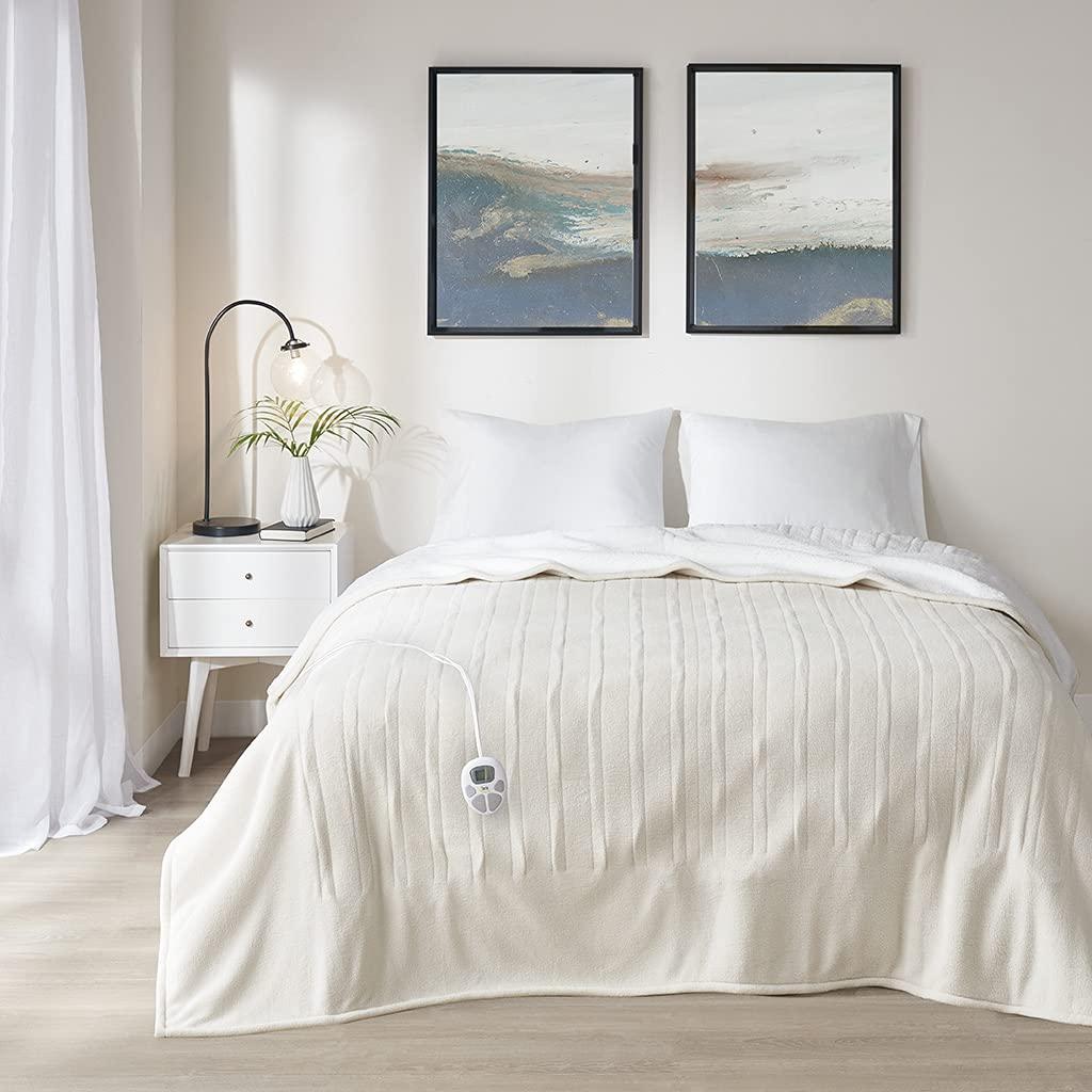 Gracie MIlls Polyester and Cotton Fleece to Sherpa Heated Blanket ST54-0109