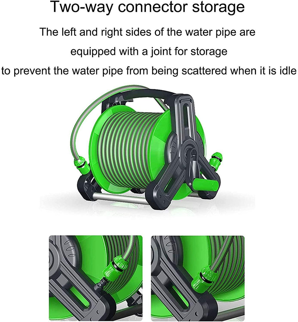 HTTJDY Outdoor Product Automatic Hose Storage Rack, Garden Watering Tool with Adjustable Nozzle, Automatic Hose Reel Rack That Can Be Wall-mounted, Used for Garden, Lawn Irrigation, Car Washing Cleani