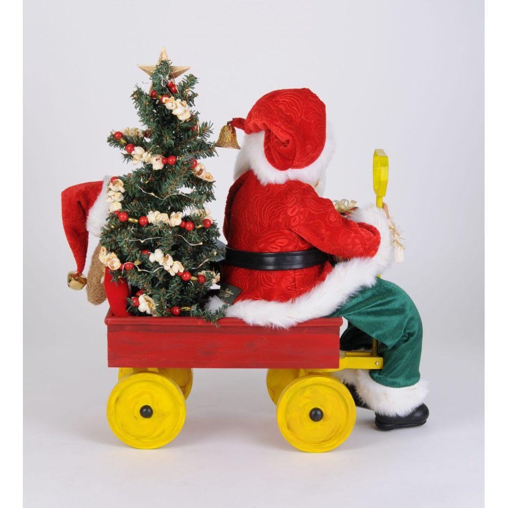 Karen Didion Originals Lighted Merry Christmas Wagon Santa Figurine, 20 Inches