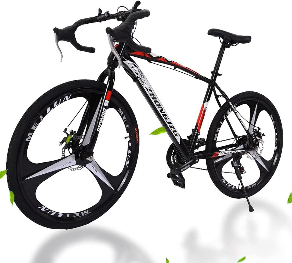 26 Inch Bikes 21 Speed Road Bike 700C Wheels Road Bicycle Dual Disc Brake Bicycles for Men and Women Black.
