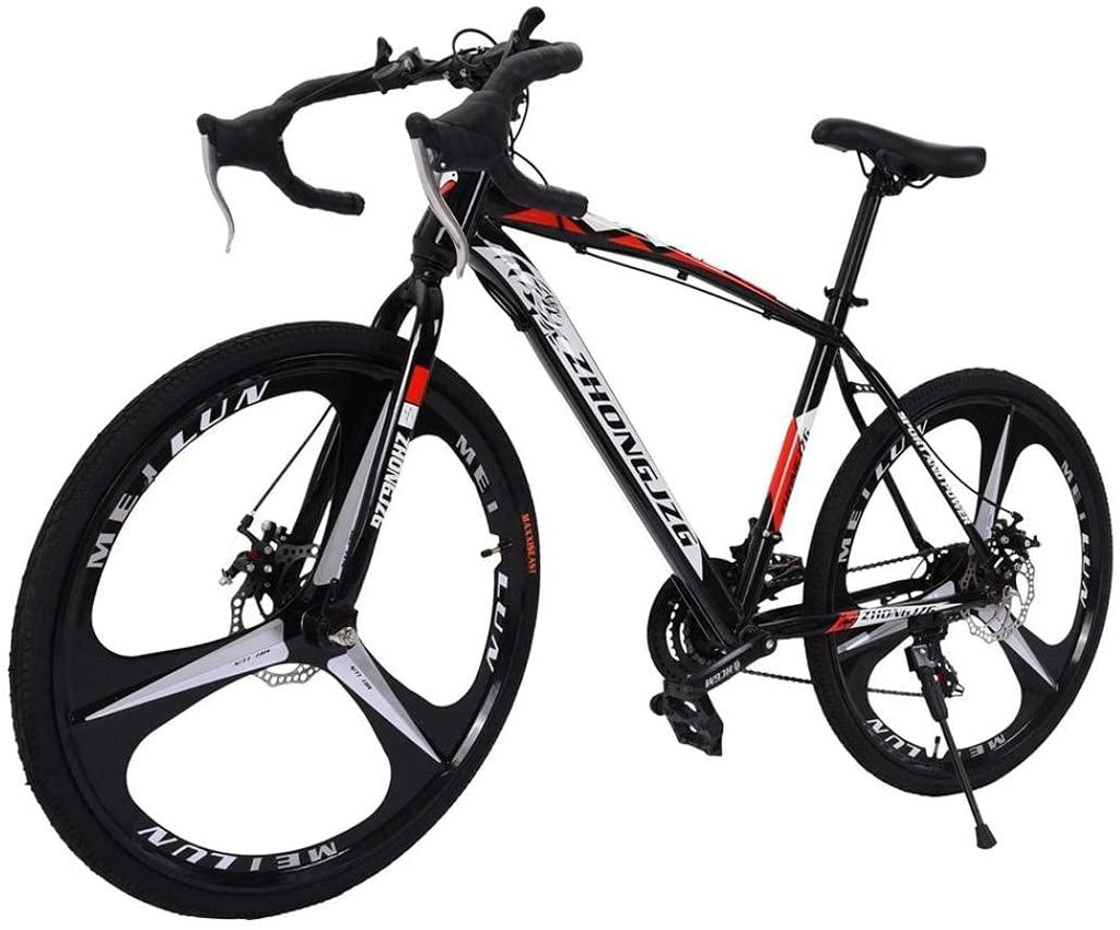26 Inch Bikes 21 Speed Road Bike 700C Wheels Road Bicycle Dual Disc Brake Bicycles for Men and Women Black.