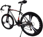 26 Inch Bikes 21 Speed Road Bike 700C Wheels Road Bicycle Dual Disc Brake Bicycles for Men and Women Black.