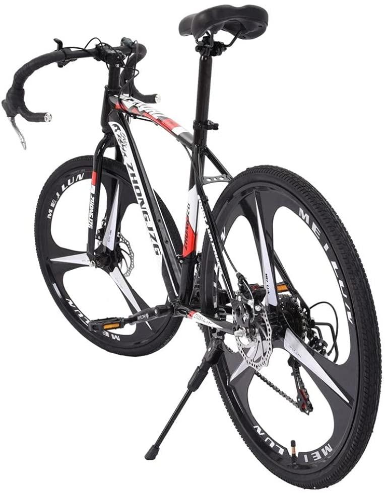 26 Inch Bikes 21 Speed Road Bike 700C Wheels Road Bicycle Dual Disc Brake Bicycles for Men and Women Black.