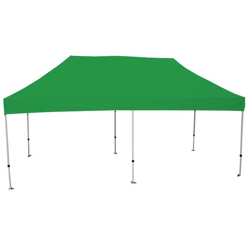 Athena 10 ft. x 20 ft. White Frame Instant Pop Up Tent with Green Cover