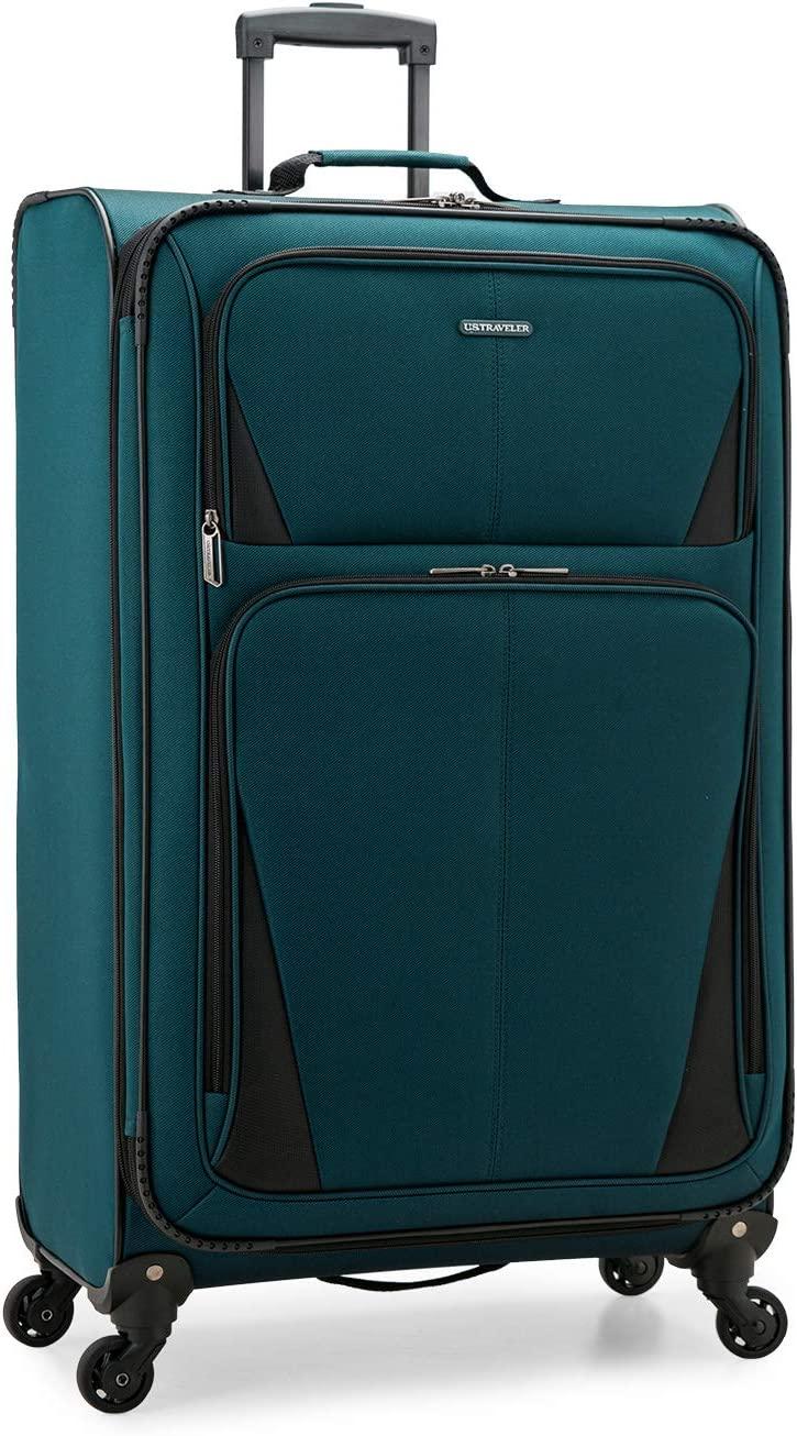 Aviron Bay Expandable Softside Luggage with Spinner Wheels, Teal, Checked-Large 31-Inch