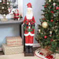 Sunnydaze Santa with Christmas Wreath Indoor/Outdoor Holiday Statue - 46.5-Inch