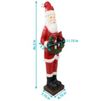Sunnydaze Santa with Christmas Wreath Indoor/Outdoor Holiday Statue - 46.5-Inch