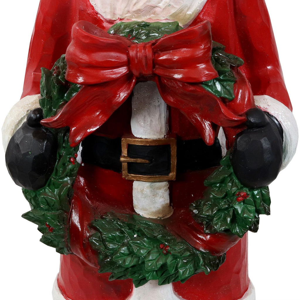 Sunnydaze Santa with Christmas Wreath Indoor/Outdoor Holiday Statue - 46.5-Inch