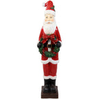 Sunnydaze Santa with Christmas Wreath Indoor/Outdoor Holiday Statue - 46.5-Inch