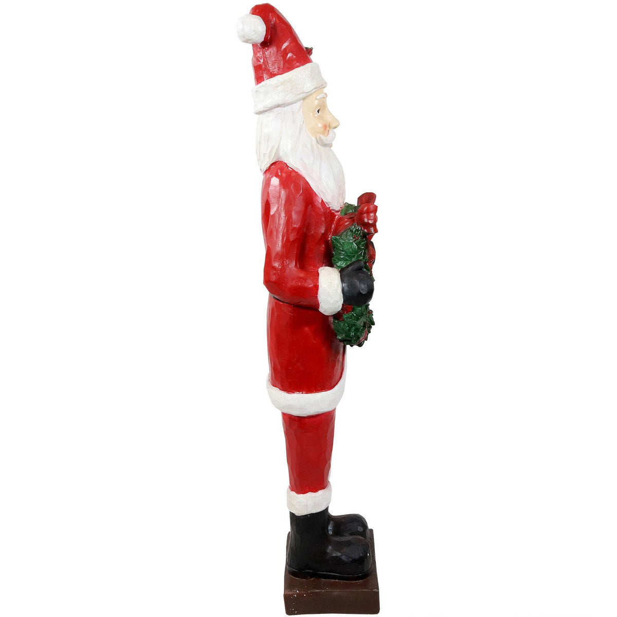Sunnydaze Santa with Christmas Wreath Indoor/Outdoor Holiday Statue - 46.5-Inch
