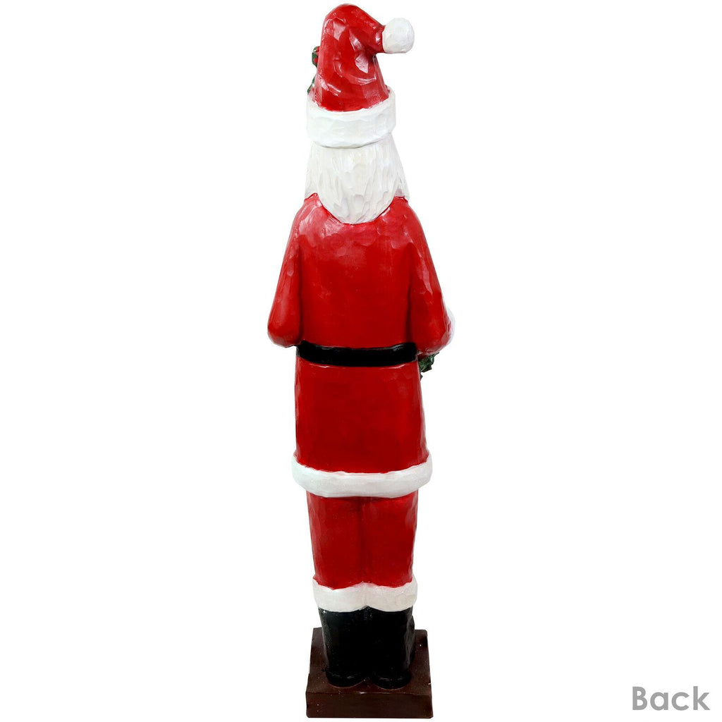 Sunnydaze Santa with Christmas Wreath Indoor/Outdoor Holiday Statue - 46.5-Inch