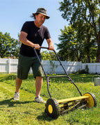 14" Hand Push Lawn Mower, 5-Blade Push Reel Lawn Mower with Adjustable Cutting Height, Quiet Eco-Friendly Manual Lawnmower for Home Garden