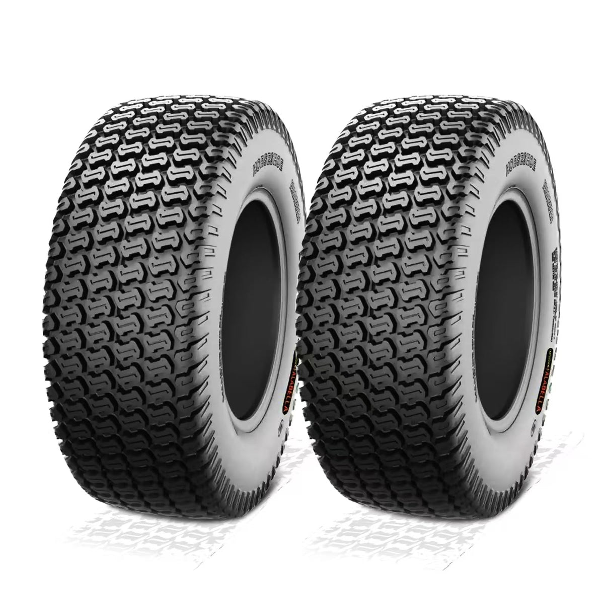 FALABELLA (2-Pcs) 24X9.50-12 6-PLY LRC Lawn Mower 24x9.5x12 Riding Machine Golf Carts 24x9.5-12 Turf Equipment &amp; Tractors Tires, Heavy Duty Turf-King, Color Sidewall