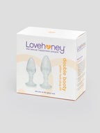 Lovehoney Double Booty Glitter Butt Plug Set, Clear