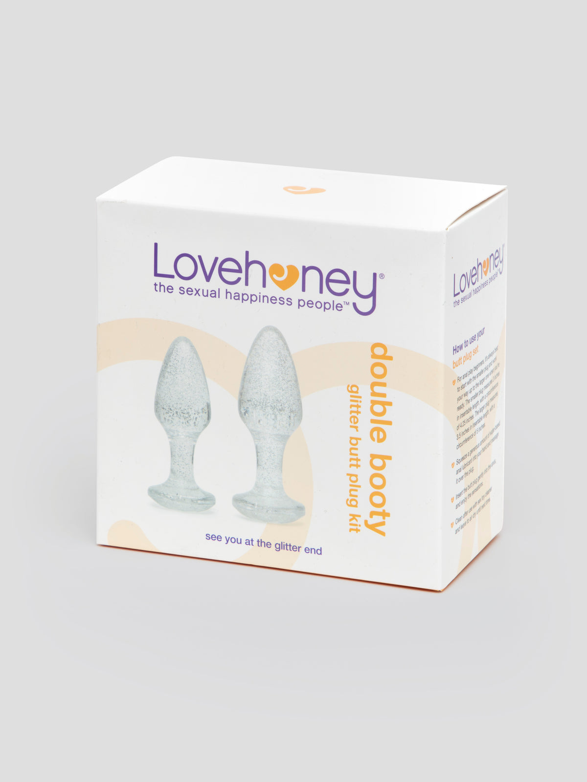 Lovehoney Double Booty Glitter Butt Plug Set, Clear