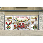 7 ft. x 16 ft. Huge Santa's Reindeer Barn Christmas Garage Door Decor Mural for Double Car Garage