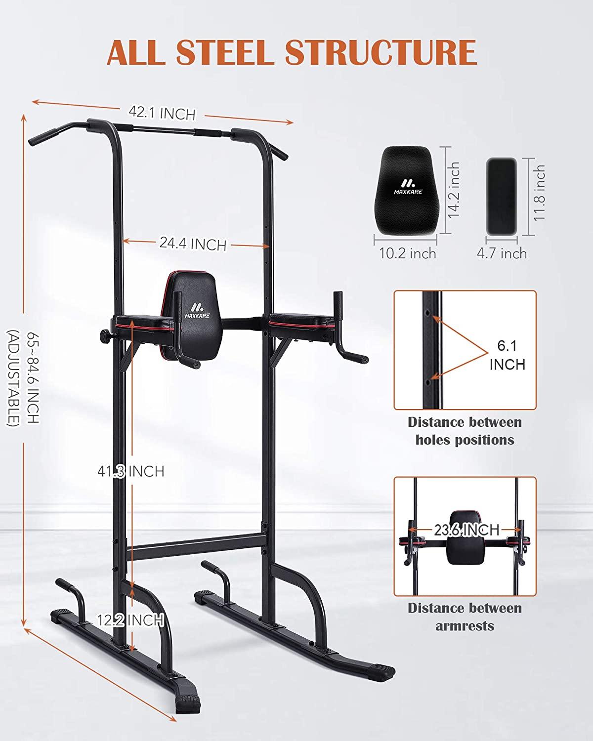 MaxKare 4 Level Adjustable Power Tower Workout Dip Stand  for Home Gym-Version