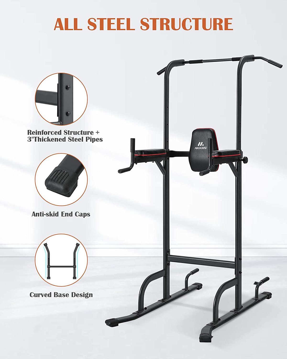 MaxKare 4 Level Adjustable Power Tower Workout Dip Stand  for Home Gym-Version