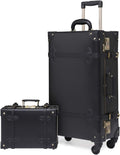 Luggage Set, Trunk Style Suitcase with Wheels, 2-Piece Hardside Luggage and Beauty Case Set (Black, 26"+12")