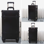 Luggage Set, Trunk Style Suitcase with Wheels, 2-Piece Hardside Luggage and Beauty Case Set (Black, 26"+12")
