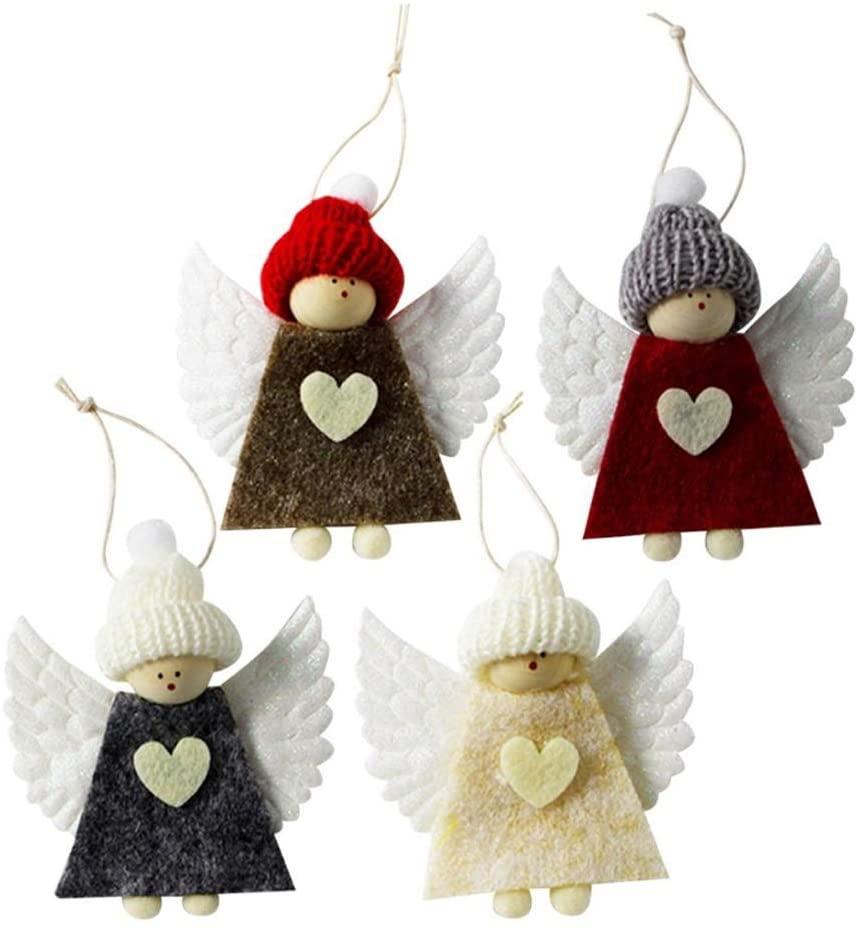 JJKFQ 4PS Christmas Tree Angel Doll Plush Toy Cute Angel Doll Plush Angel Pendant Hanging Pendant for Holiday Christmas Decoration