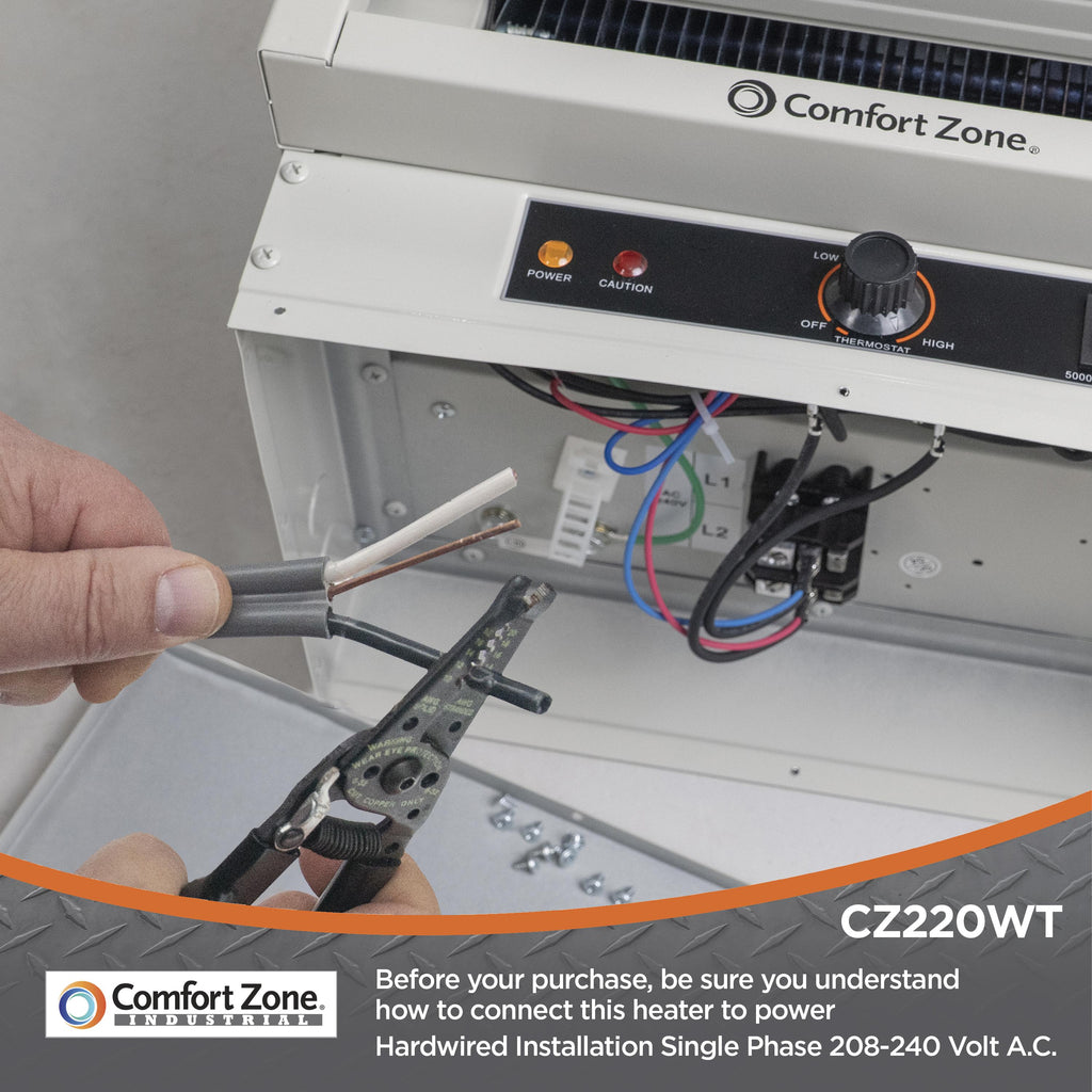 Comfort Zone 5,000W,Electric, Ceiling-Mounted, 3-Setting, Fan-Forced Industrial Heater, Grey