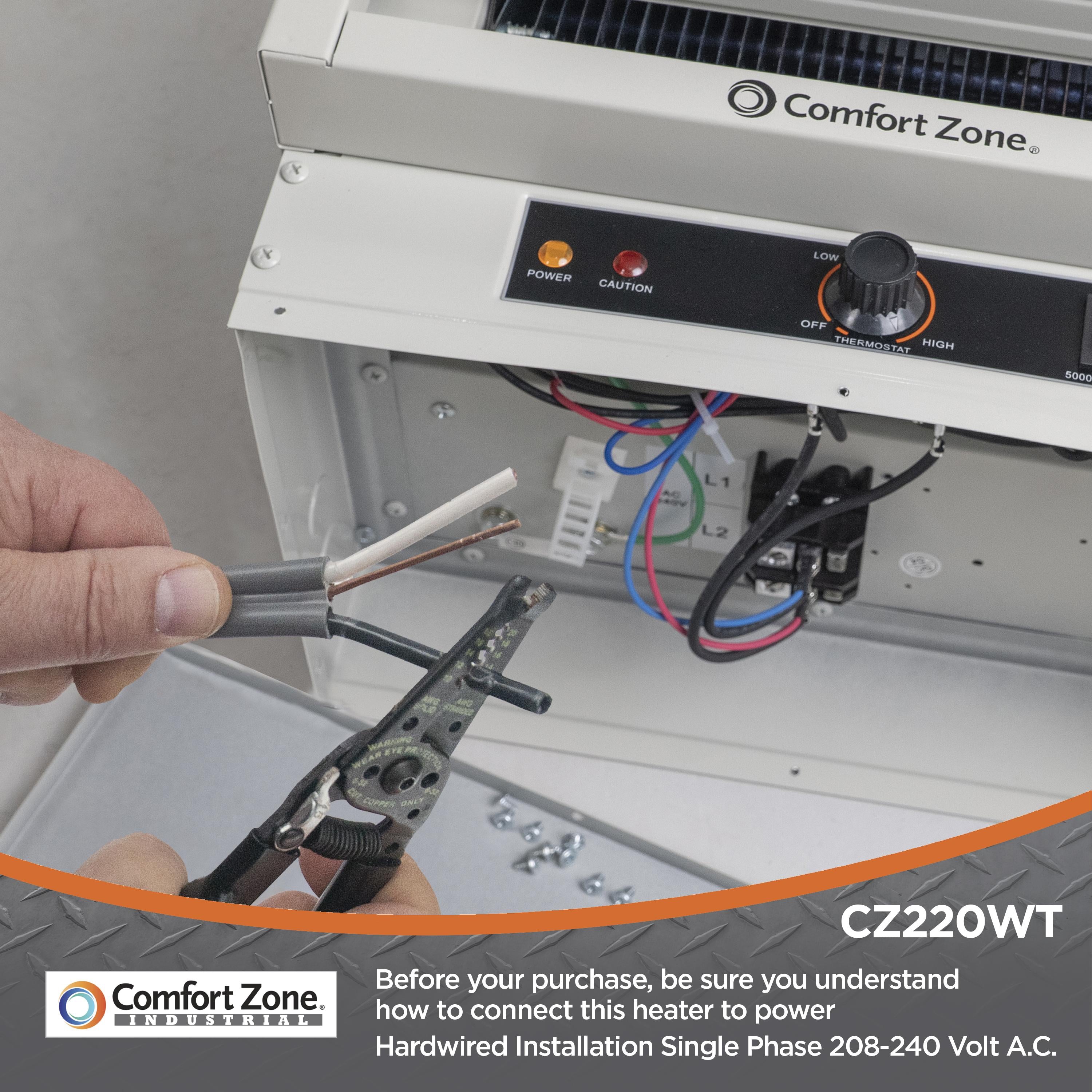 Comfort Zone 5,000W,Electric, Ceiling-Mounted, 3-Setting, Fan-Forced Industrial Heater, Grey