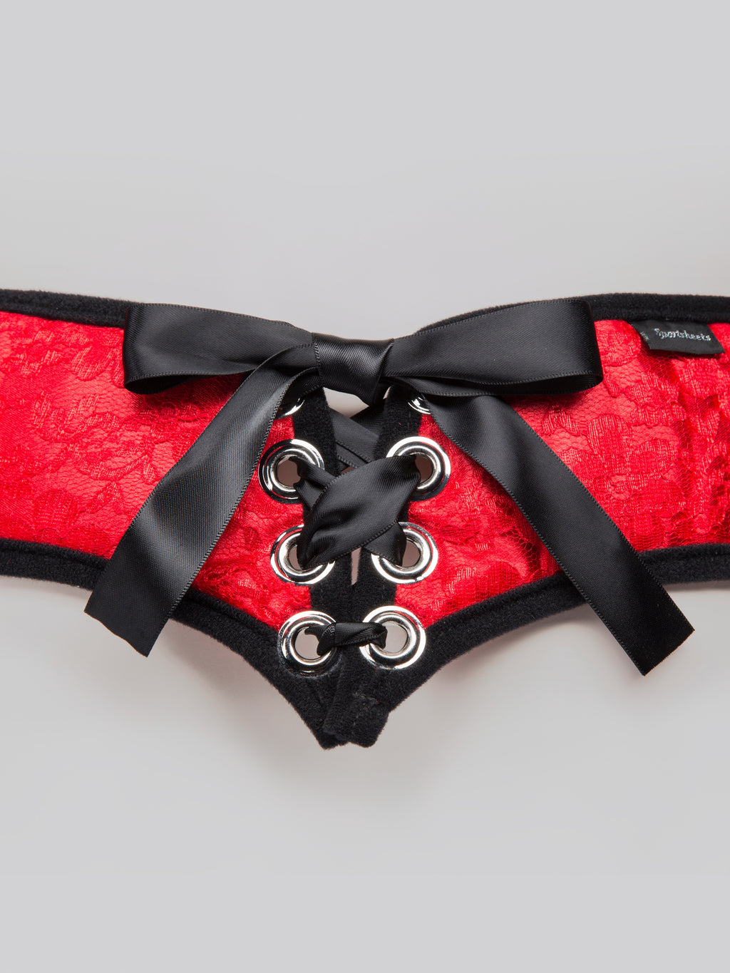 Sportsheets Chantilly Lace Corset-Back Strap On Harness, Red