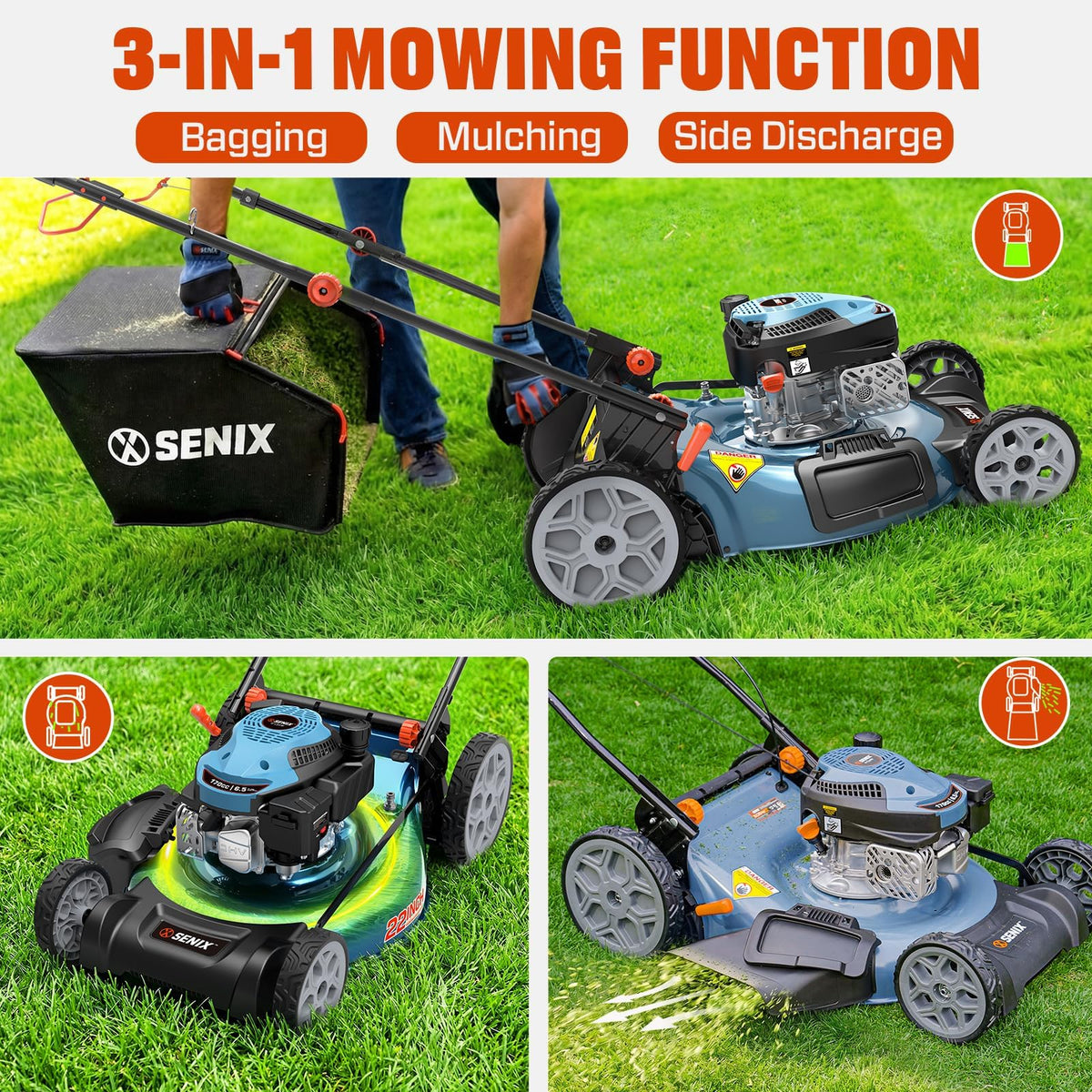 22 Inch Self Propelled Gas Lawn Mower 170cc 4-Cycle RWD Mower |  22" Self-Propelled Gas Lawn Mower, Gas Powered Lawn Mower,170cc 4-Cycle Engine, Easy Start