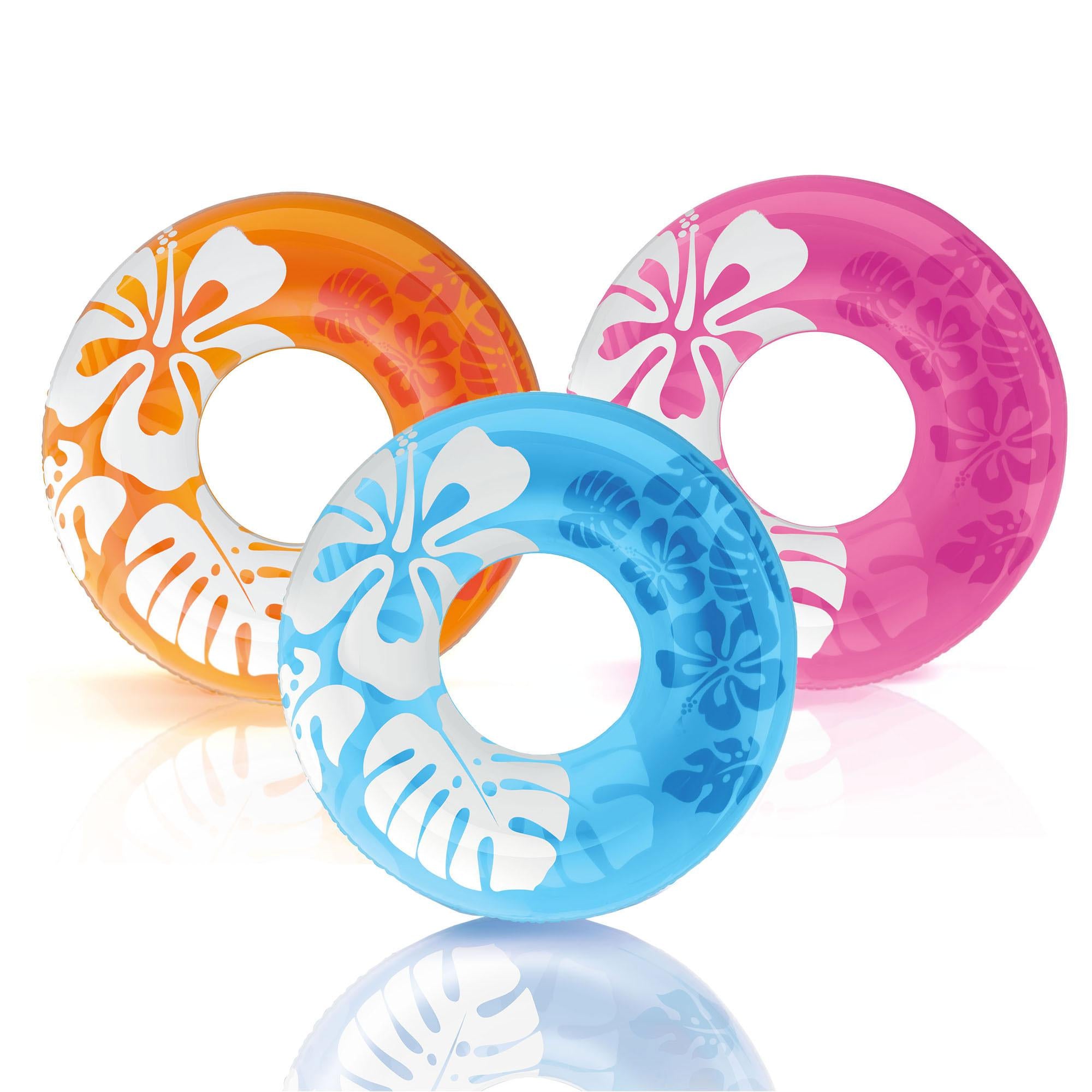 36 Inch Transparent Inflatable Round Swimming Pool Ring Float (24 Pack)