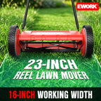 Push Reel Lawn Mower 23" with 5-Blade Cutting System for Lawn Care | Manual Lawn Mower with 4 Adjustable Cutting Heights, Sponge-Wrapped Handle, Tool-Assembly, Reel Mowers for Garden, Yard