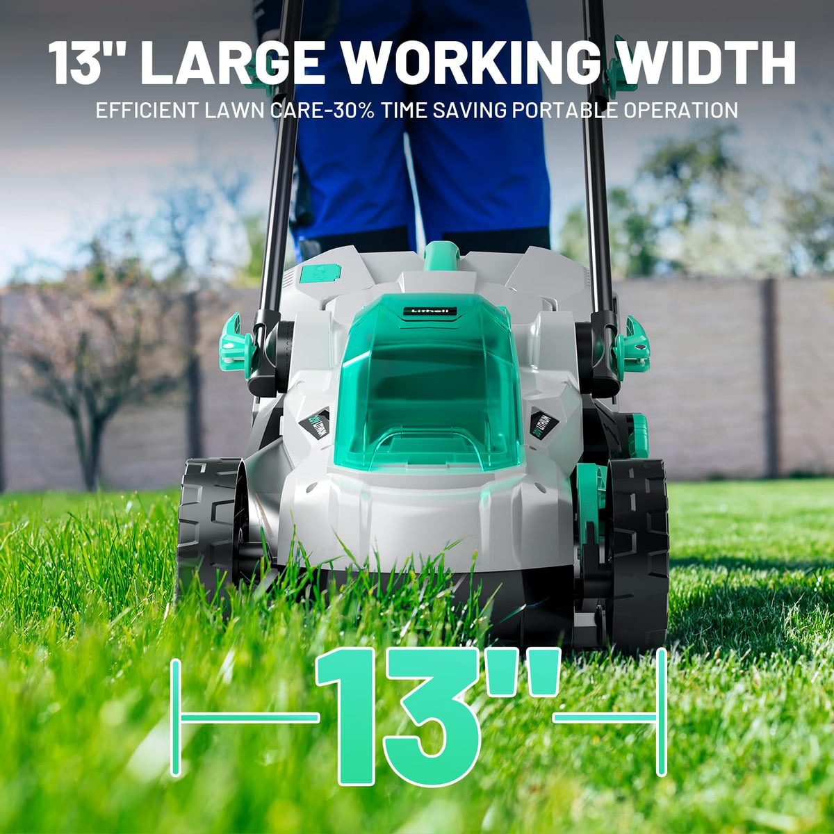 20V 13" Cordless Lawn Mower, Electric Lawn Mowers for Garden, Yard and Farm, 5 Heights, with Brushless Motor, 4.0Ah Battery &amp; Charger Included