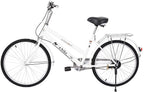 VISDRON Beach Cruiser Bike for Woman, 24 Inch Single-Speed Commuter Bike Women, Classic Retro Bicycle, Seaside Travel Bicycle, Comfortable Commuter Bicycles