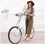 VISDRON Beach Cruiser Bike for Woman, 24 Inch Single-Speed Commuter Bike Women, Classic Retro Bicycle, Seaside Travel Bicycle, Comfortable Commuter Bicycles