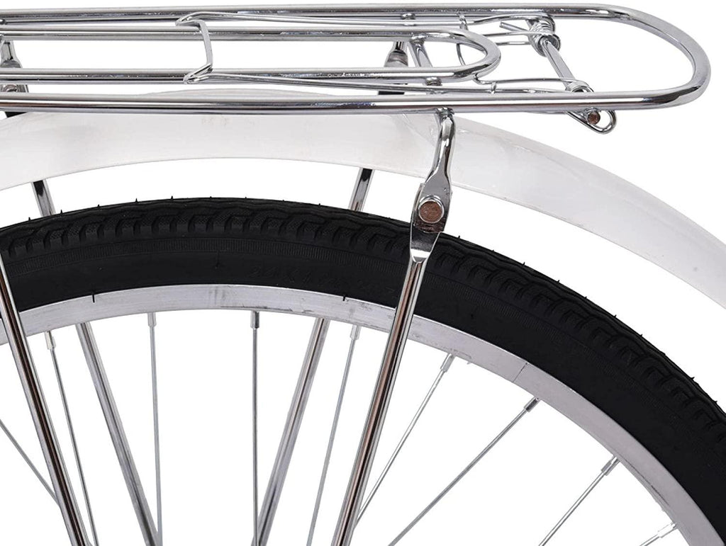 VISDRON Beach Cruiser Bike for Woman, 24 Inch Single-Speed Commuter Bike Women, Classic Retro Bicycle, Seaside Travel Bicycle, Comfortable Commuter Bicycles
