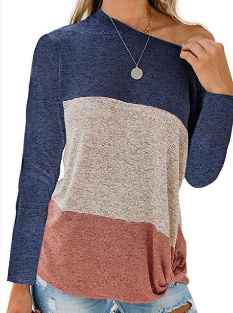 Long Sleeve Autumn Winter Hit Color Women T Shirt