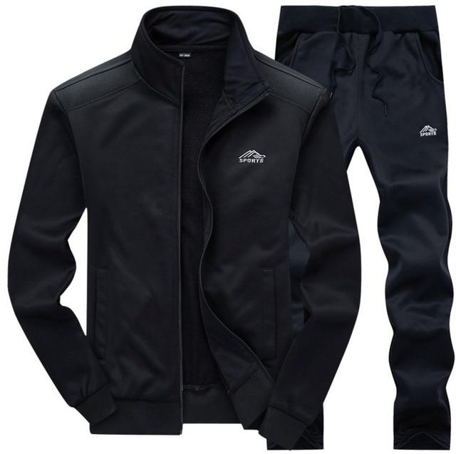 Tracksuit Men 2021 Autumn Sportwear Fashion Mens Hip Hop Set 2PC Zipper Hooded Sweatshirt Jacket+Pant Suit