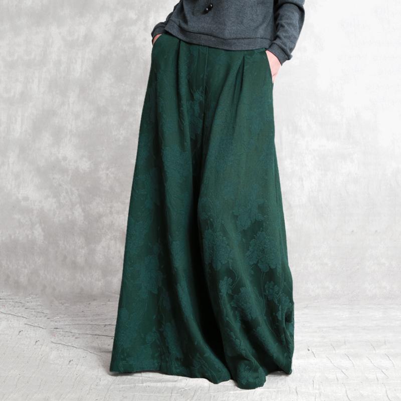 cotton linen jacquard retro wide-leg pants