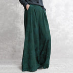 cotton linen jacquard retro wide-leg pants