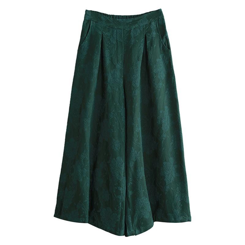 cotton linen jacquard retro wide-leg pants