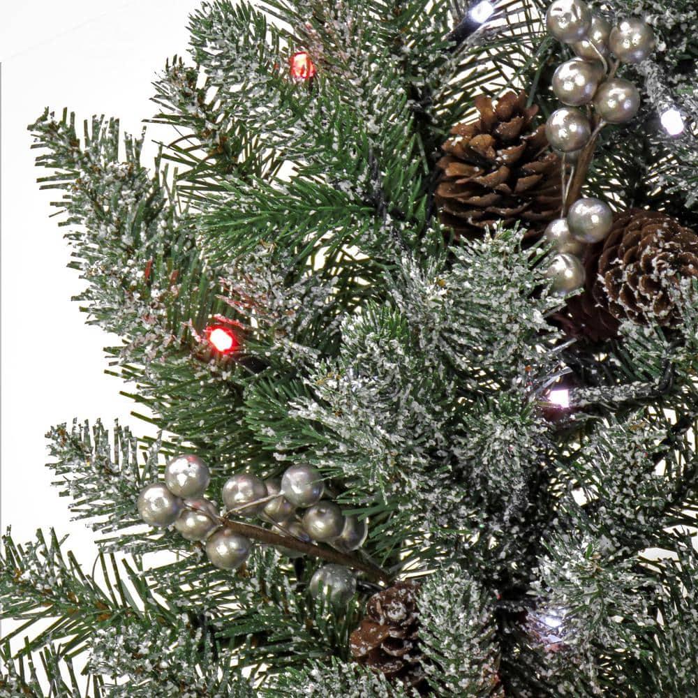 30 " Snowy Morgan Spruce Artificial Christmas Wreath with Twinkly LED Lights