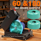 Lawn Mower Blade Sharpener, Brushless Motor 3000RPM Lawnmower Blade Sharpener Tool with Lifetime Motor Warranty, 7"Ceramic Wheel with 20 Sanding Discs for High/Low Lift,Gator&amp;Flat Blade 10pcs