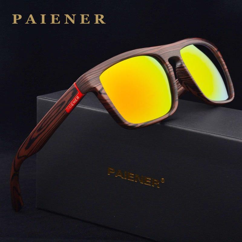 Retro Imitation Wood Polarized Sunglasses